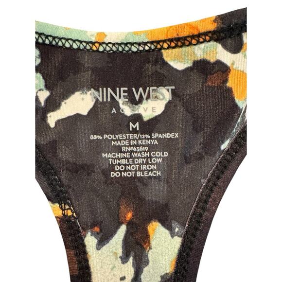 Nine West Active Racerback Sports Bra Medium Multicolor Abstract Print Stretch - Picture 3 of 5